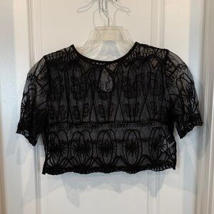 Women's Black Lace Cropped Top